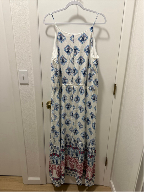 Maurices Dresses & Skirts - Maurices Maxi Dress Size 2 Boho Blue White Paisley Sleeveless Flowy Summer Beach